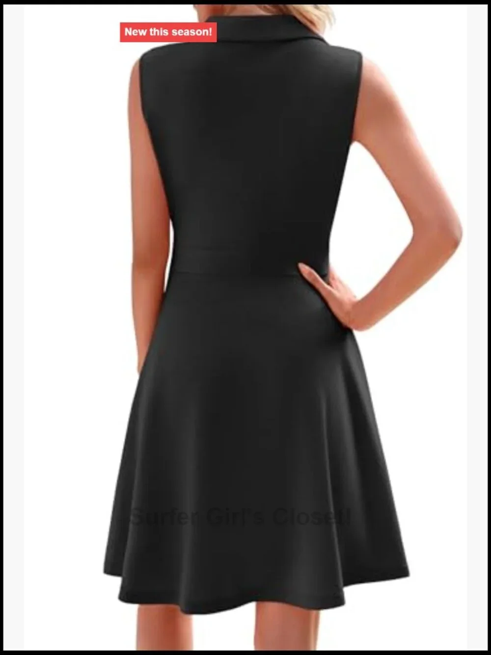 Sleeveless Collared V-Neck Mini Golf Tennis Dress with Pockets